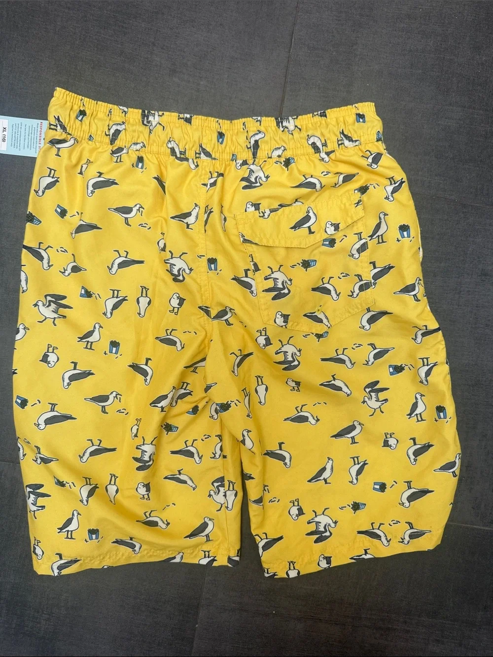 Cat & Jack Yellow Seagull-Print Swim Trunks